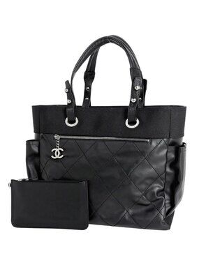 Chanel Paris Biarritz Tote GM CC Logo Black